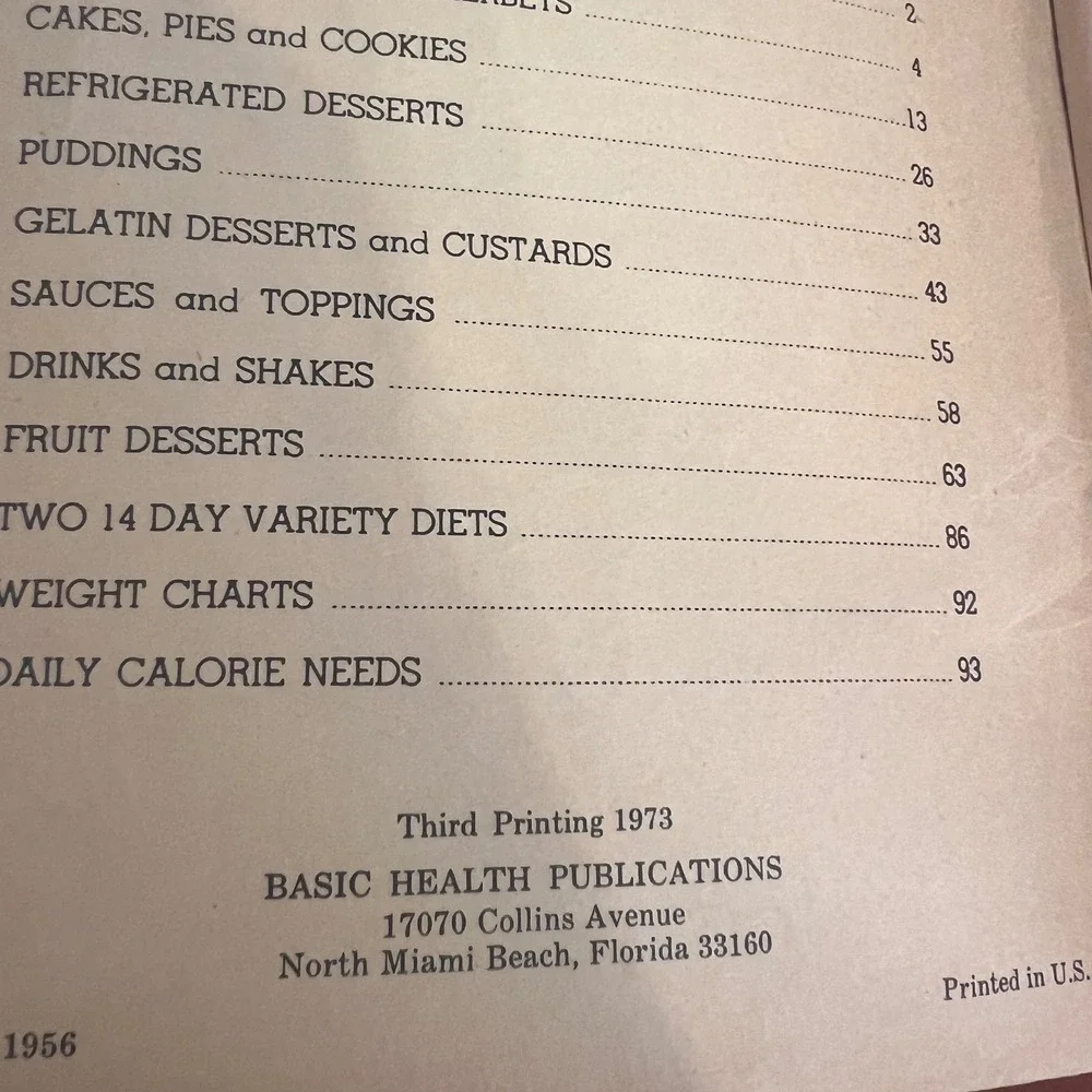 Vintage 1973 Simple Diet Desserts Cookbook Basic Health Publications 1956 Retro